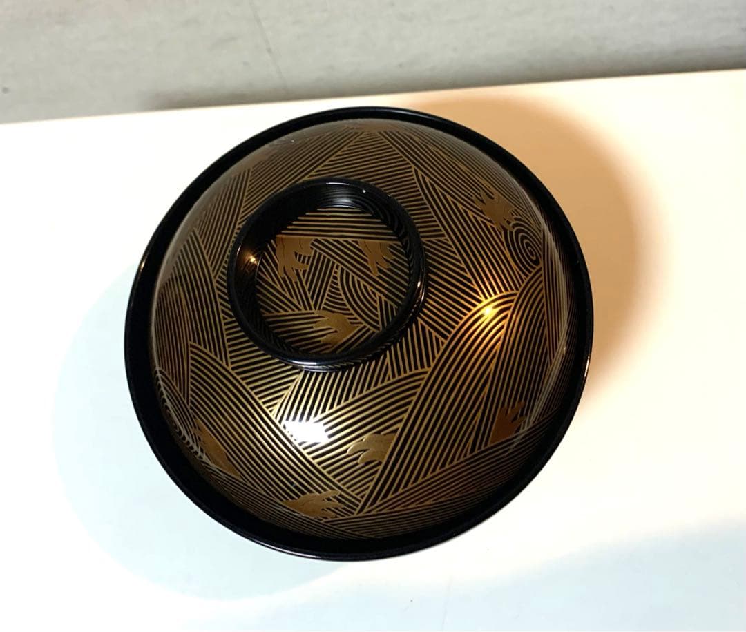 輪島塗　汁椀　5客揃　金波蒔絵文様