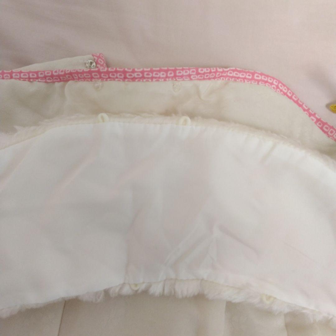 七五三8点①花刺繍被布着②着物③花刺繍襟長襦袢④髪飾り⑤ファー⑥足袋⑦草履⑧巾着