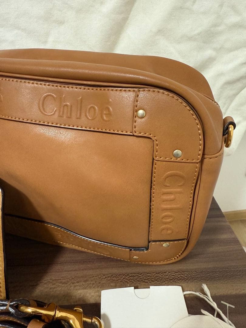 Chloé ブラウンレザーショルダーバッグ【難あり】