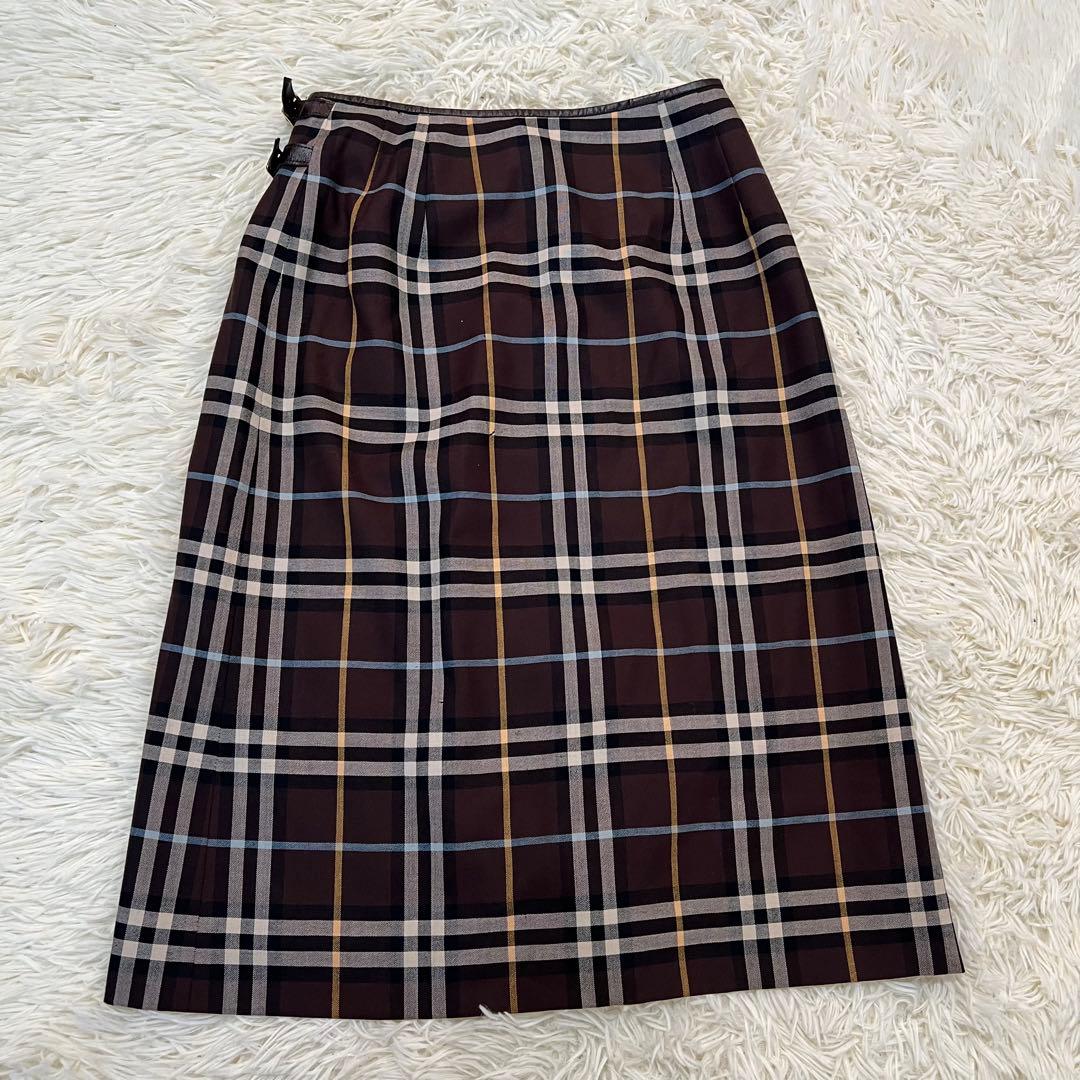 【極美品】バーバリーロンドン 38 ノヴァチェック 巻きスカート クリップ