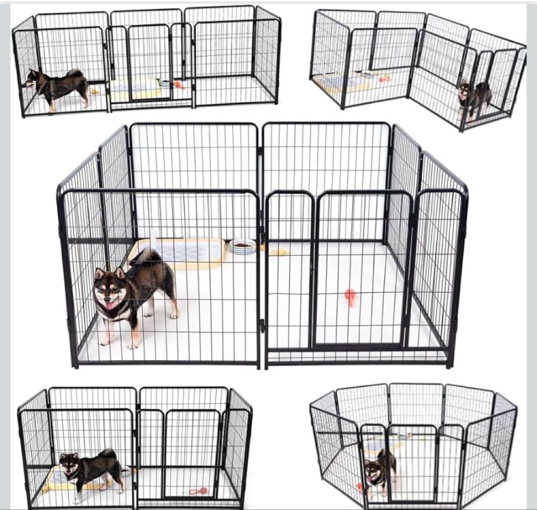 ペットサークル 中大型犬用 スチール製 犬 ケージ 犬用フェンス コンパクト