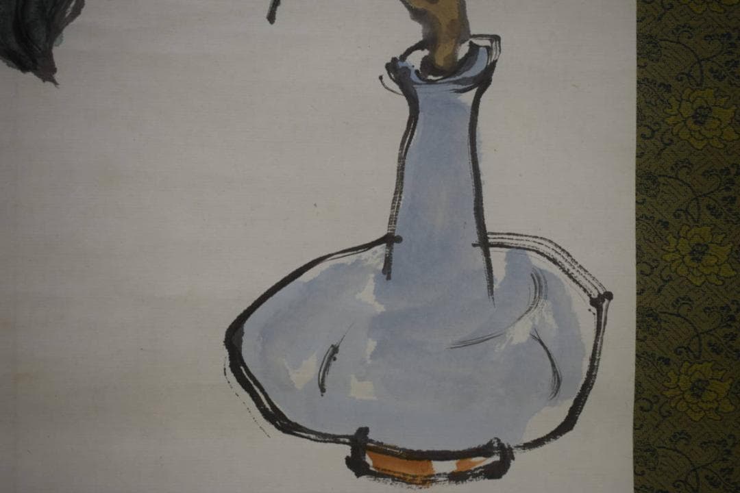 真作/蘭亭/惜春/椿画/曙茶掛/横物/桐共箱付/布袋屋掛軸HI-520