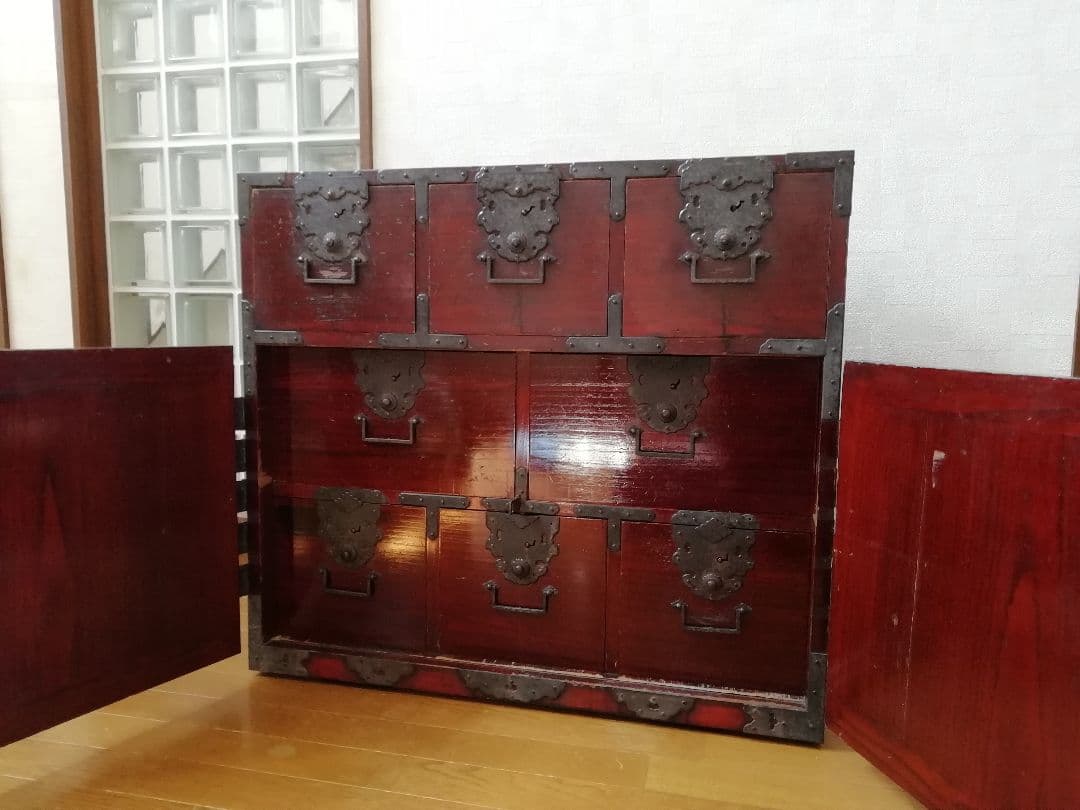 時代物　車箪笥　アンティーク　古家具　漆　古美術