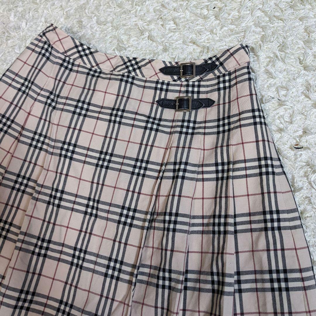 バーバリー　ロンドン　ノバチェック　プリーツ　ベルト　スカート　ゴム　160