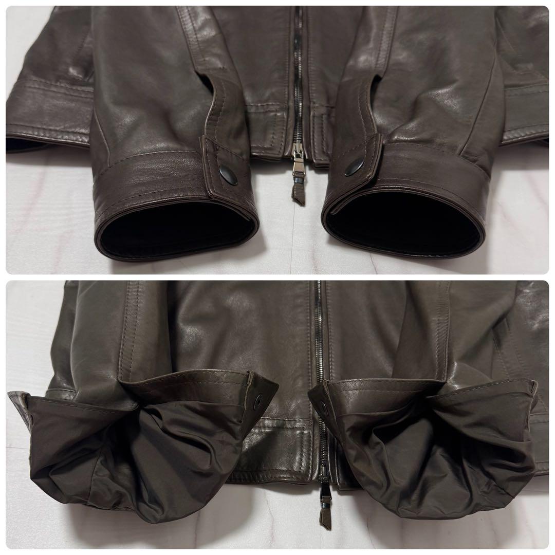 美品✨Lサイズ エンメティ JURI ラムレザー シングルライダース ジャケット