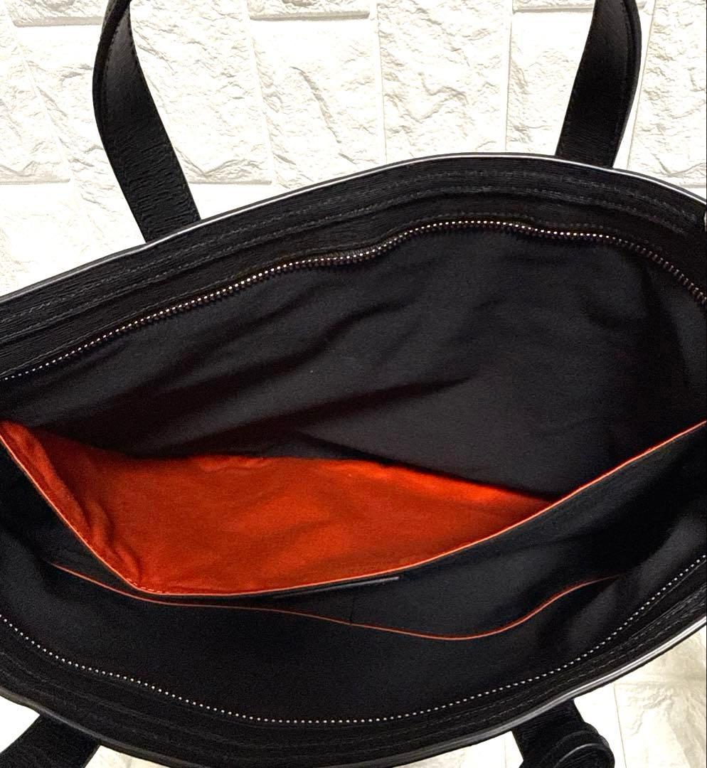 【ロペ】ポールスミス トートバッグ 2way レザー 黒×オレンジ