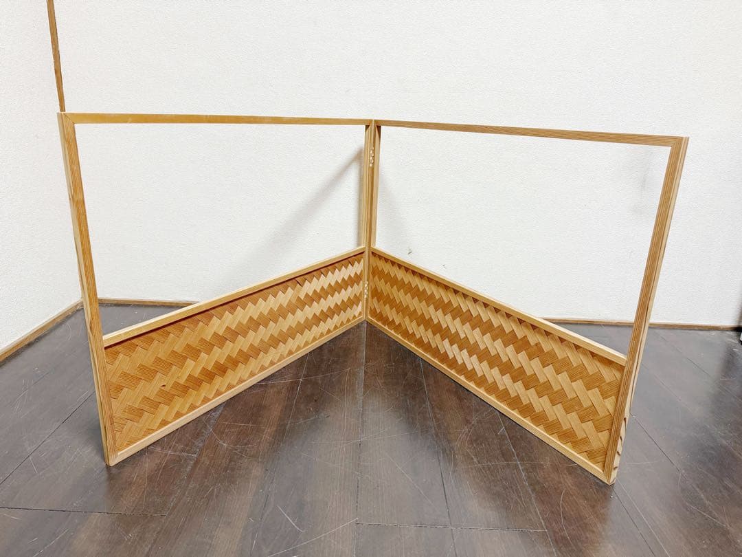 茶道具 杉縁 杉格子網代 風炉先屏風 裏銀砂子 両面使い 上透かし