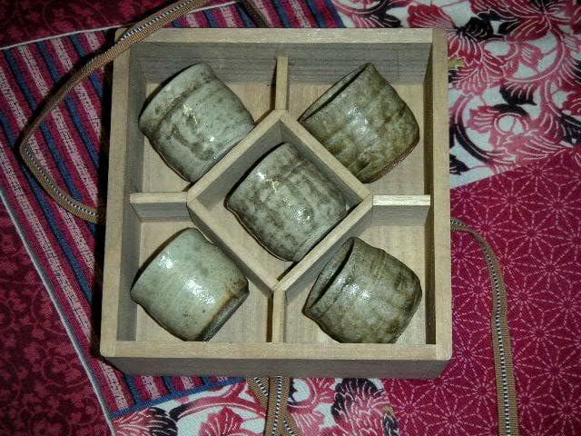 ♥黄瀬戸 （ 灰釉 ） ぐい呑み　５個 セット　ぐい飲み　骨董品