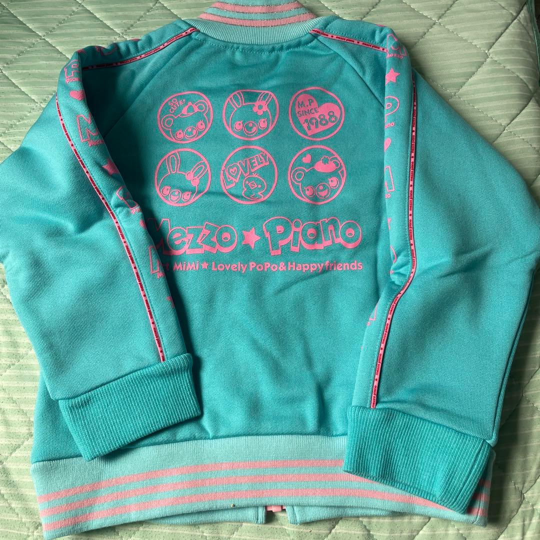 Mezzo Piano ミミポポフレンズ刺繍 水色ジップアップトレーナー 110