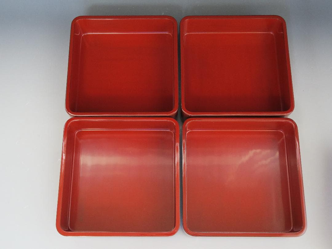 【輪島塗】根来研出 五段重 堅牢優美 徳野漆器店 朱塗 蓋二枚付 天然木 共箱