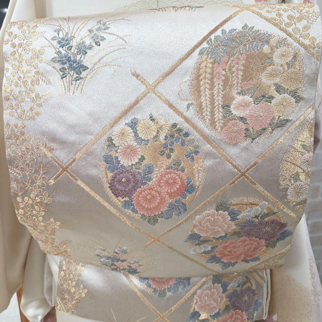 訪問着4点フルセット、着物、袋帯、帯締め、帯揚げ