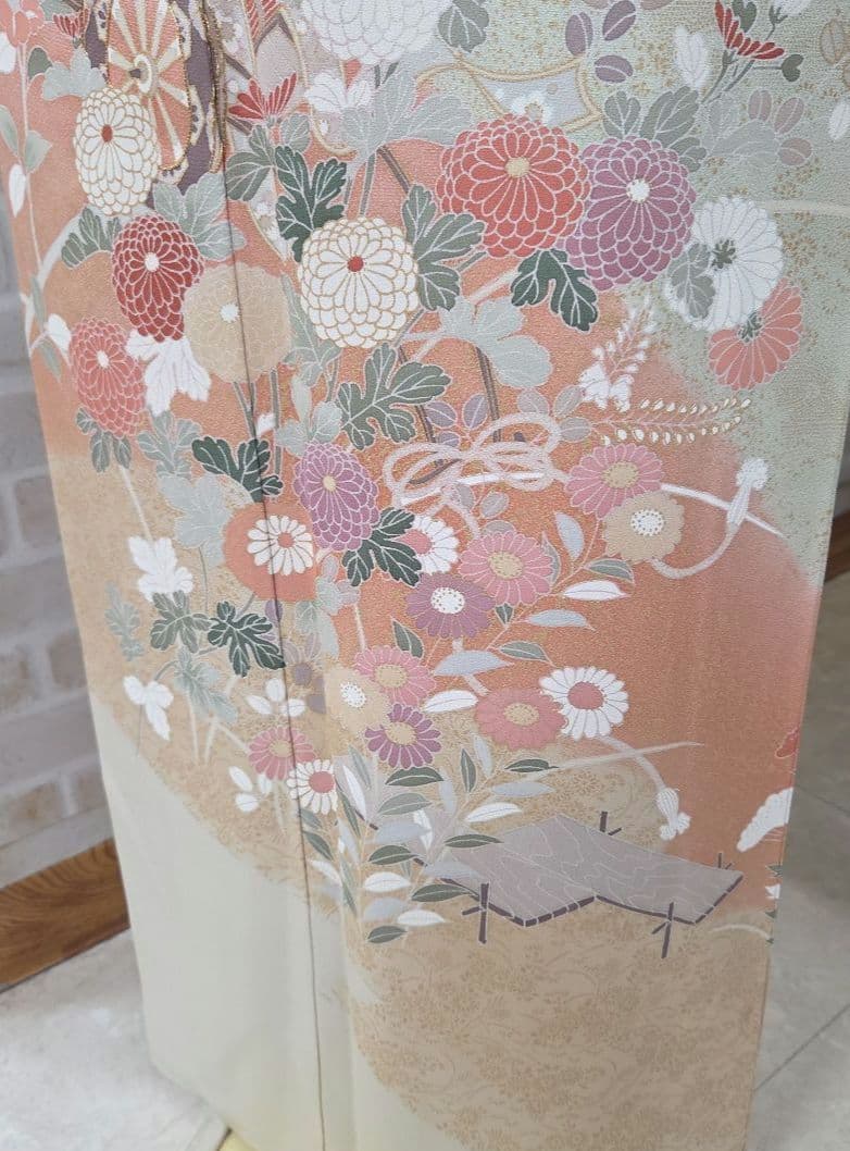 訪問着4点フルセット、着物、袋帯、帯締め、帯揚げ