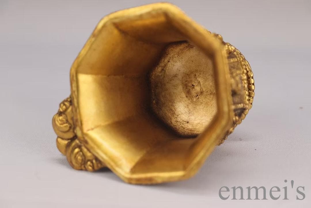 中国古美術 旧蔵 唐代 大唐貞觀款 鍍金銅酒杯 八仙紋 純手作り 精銅製 酒具