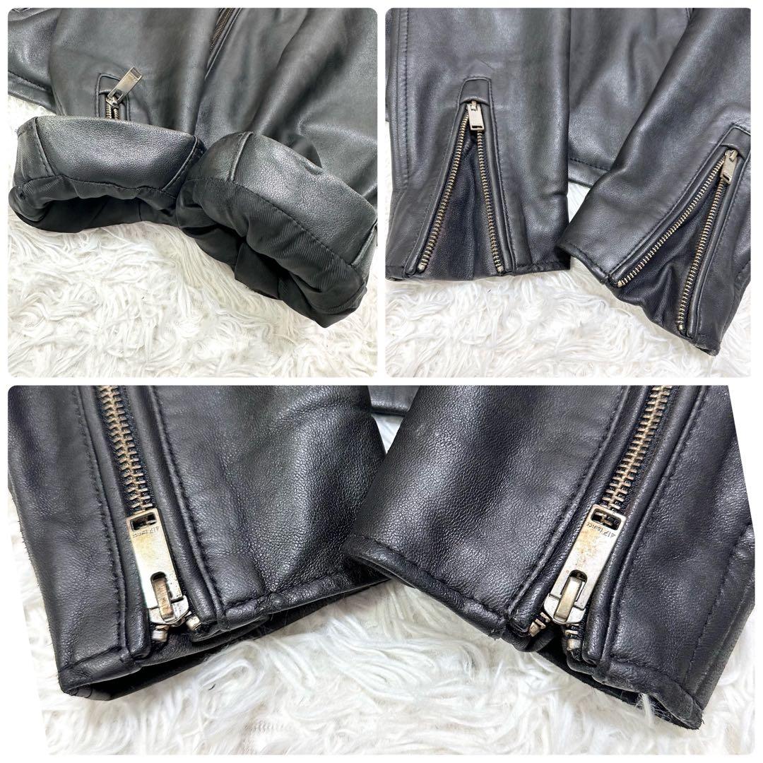 【希少XLサイズ✨】417エディフィス シングルライダースジャケット 羊革 黒