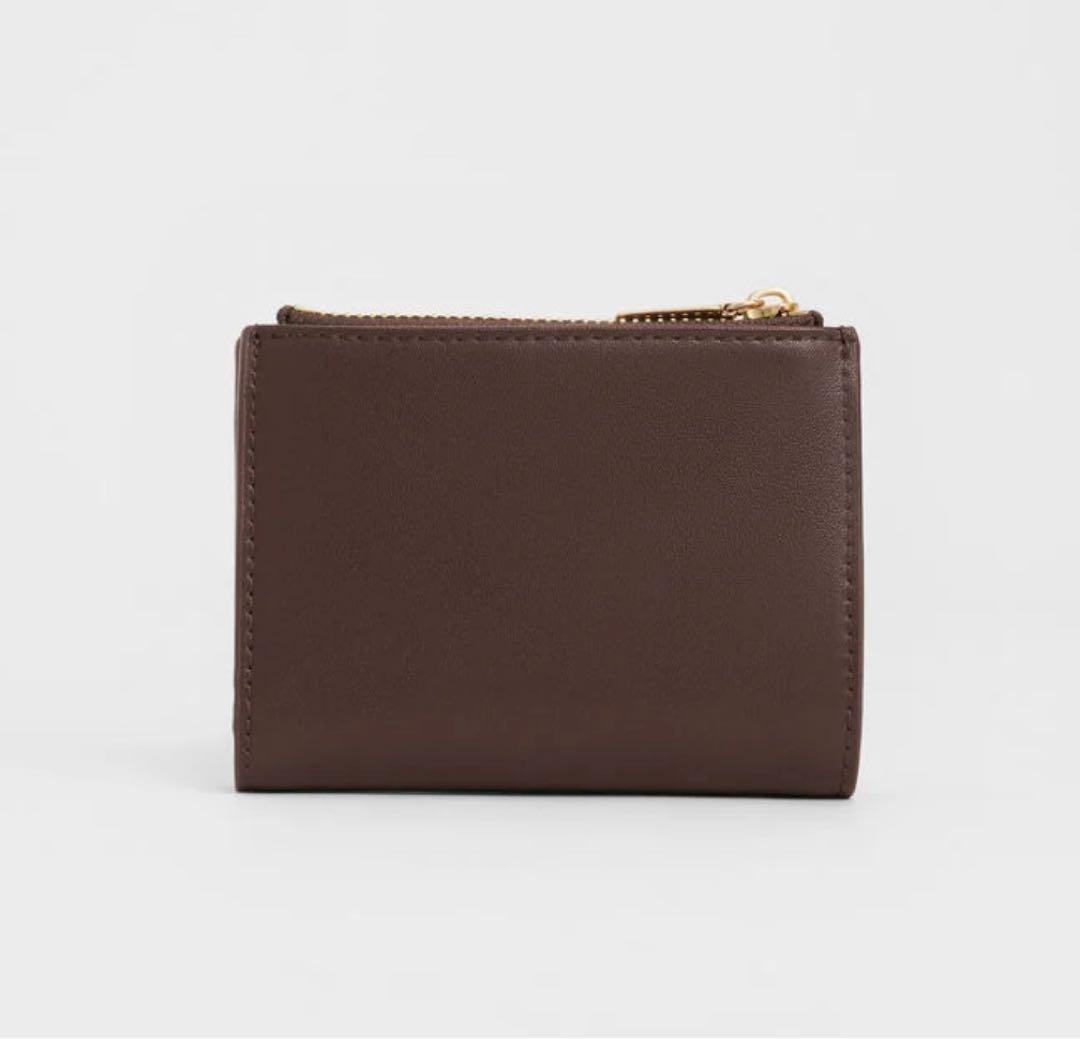 〈新品〉Midori ミドリ ジオメトリックトップジップウォレット ブラウン