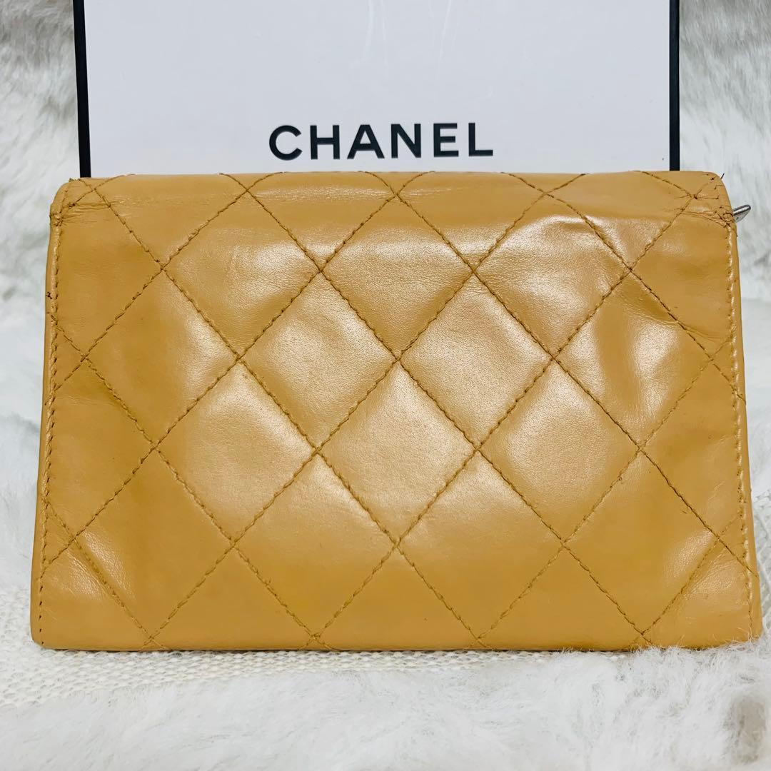 ななシャネル カンボンライン ミニ財布 ラムスキン ベージュ