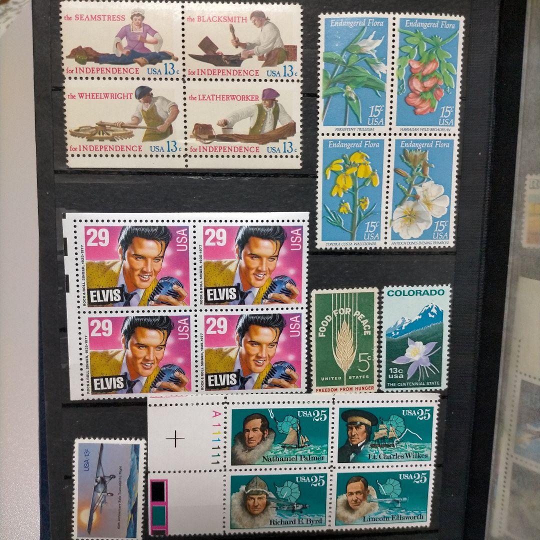 2115 外国切手 アメリカ 大量16ページ分未使用 田型多数 アルバム付き