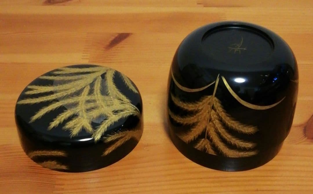 角野岩次作　沈金　秋草　棗　共箱　共布　略歴付　茶道具