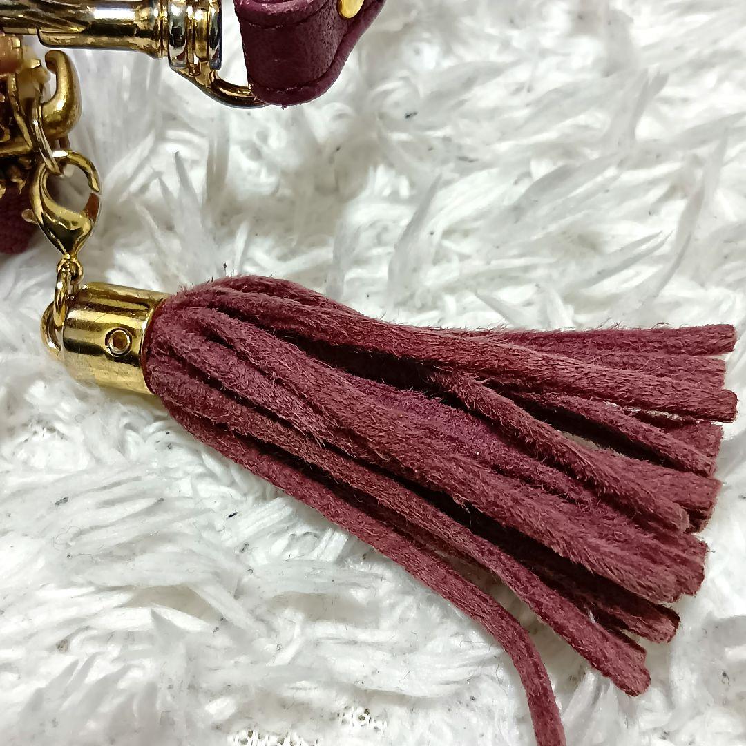 アタオ　ショルダーバッグ　オフィスブーブー　レザー　ロゴ金具　プラム　タッセル