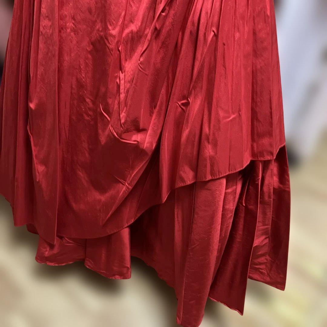 コサージュ付き真紅ロングドレス AIMER