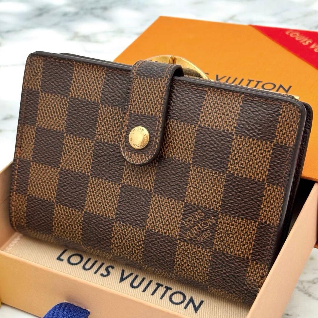 美品✨️ルイヴィトン　ダミエ・エベヌ　ヴィエノワ　二つ折り財布　財布　コンパクト