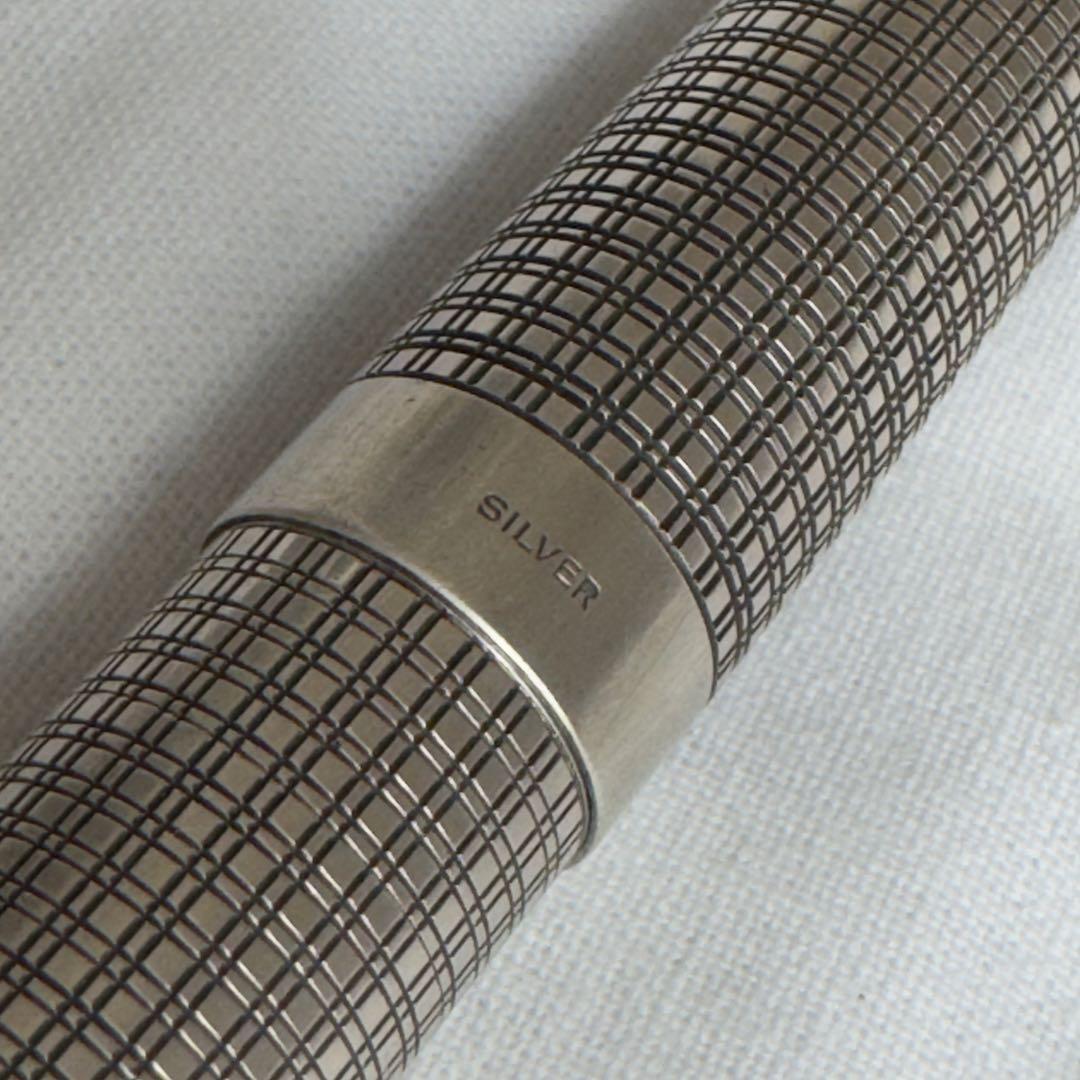 レザーケース・インク付き プラチナ Ptペン先 万年筆 シルバー silver