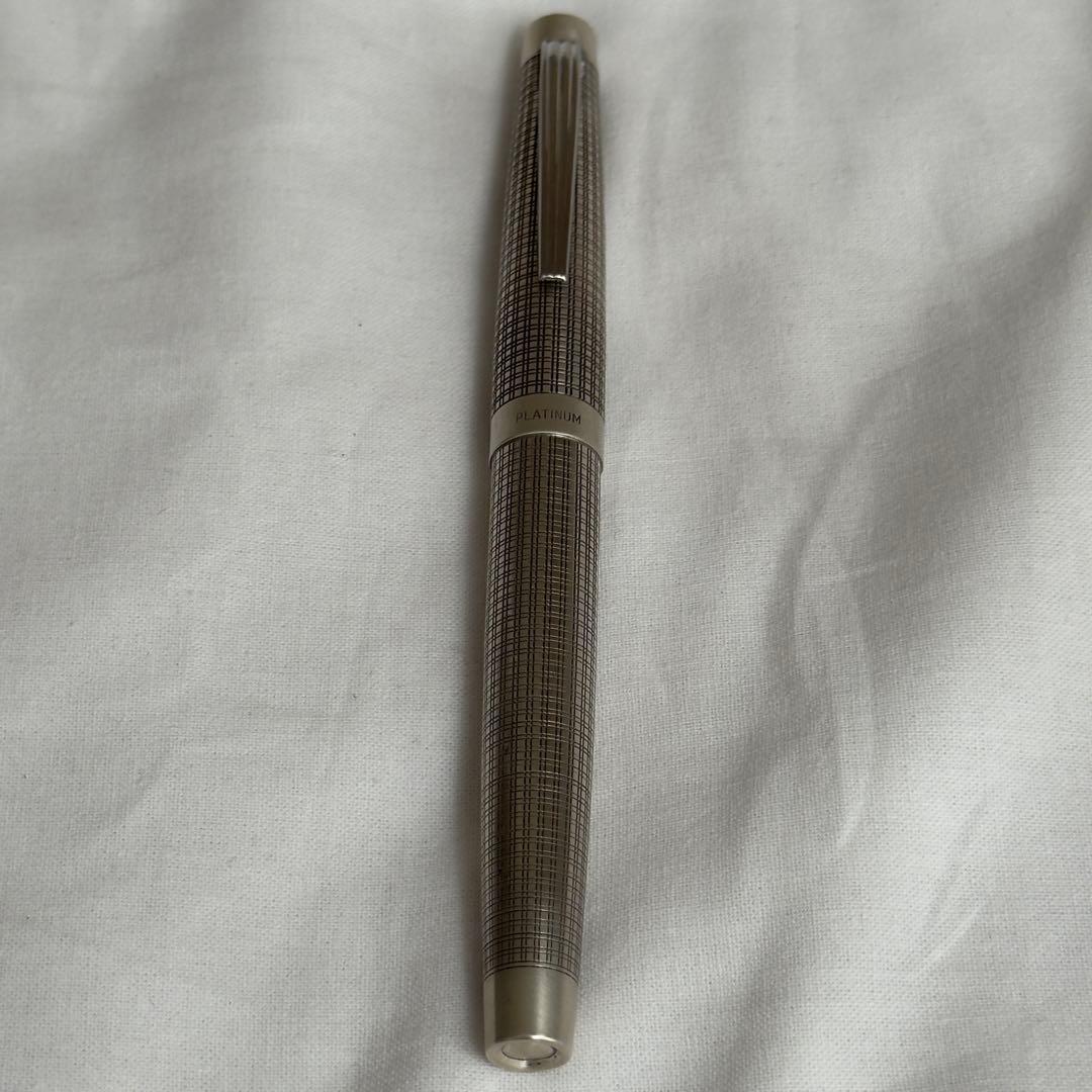 レザーケース・インク付き プラチナ Ptペン先 万年筆 シルバー silver