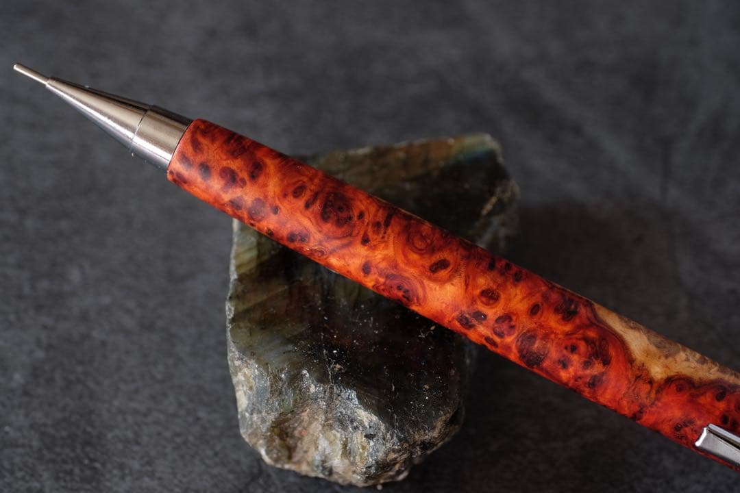 PG5木軸カスタム0170　高村杢工房製図用シャープペンシル　花梨瘤トリコロール