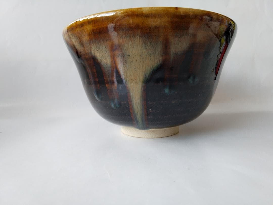 膳所焼 淡海ぜぜ 陽炎園 岩崎新定 胴〆 胴締め 茶碗 共箱 共布 栞 新品