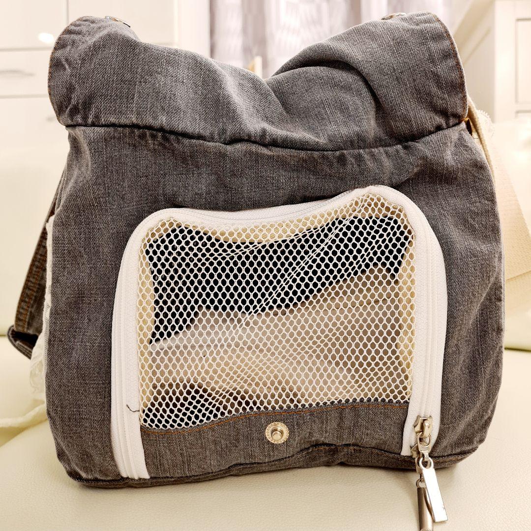 ペット　キャリーバッグ　レース　デニム　小型犬　猫　新品未使用　Mサイズ