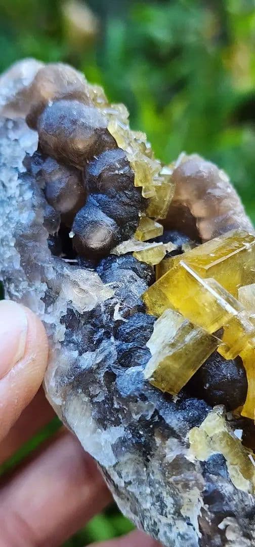 バライト上のボトリオイド蛍石