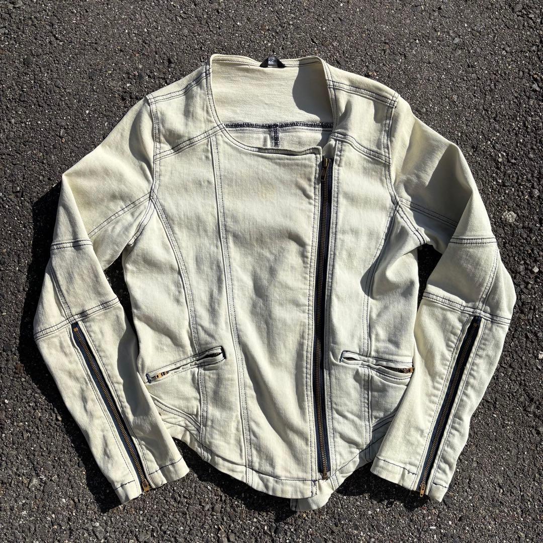 00s archive　ライダースジャケット ホワイト モード系　変形　ギミック