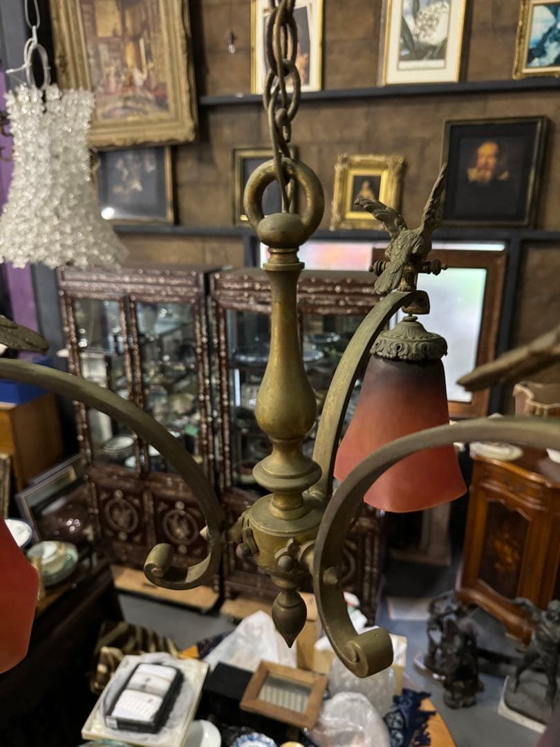 フランス製 アールヌーボー 3灯吊り下げ照明｜アンティーク｜1900年初頭