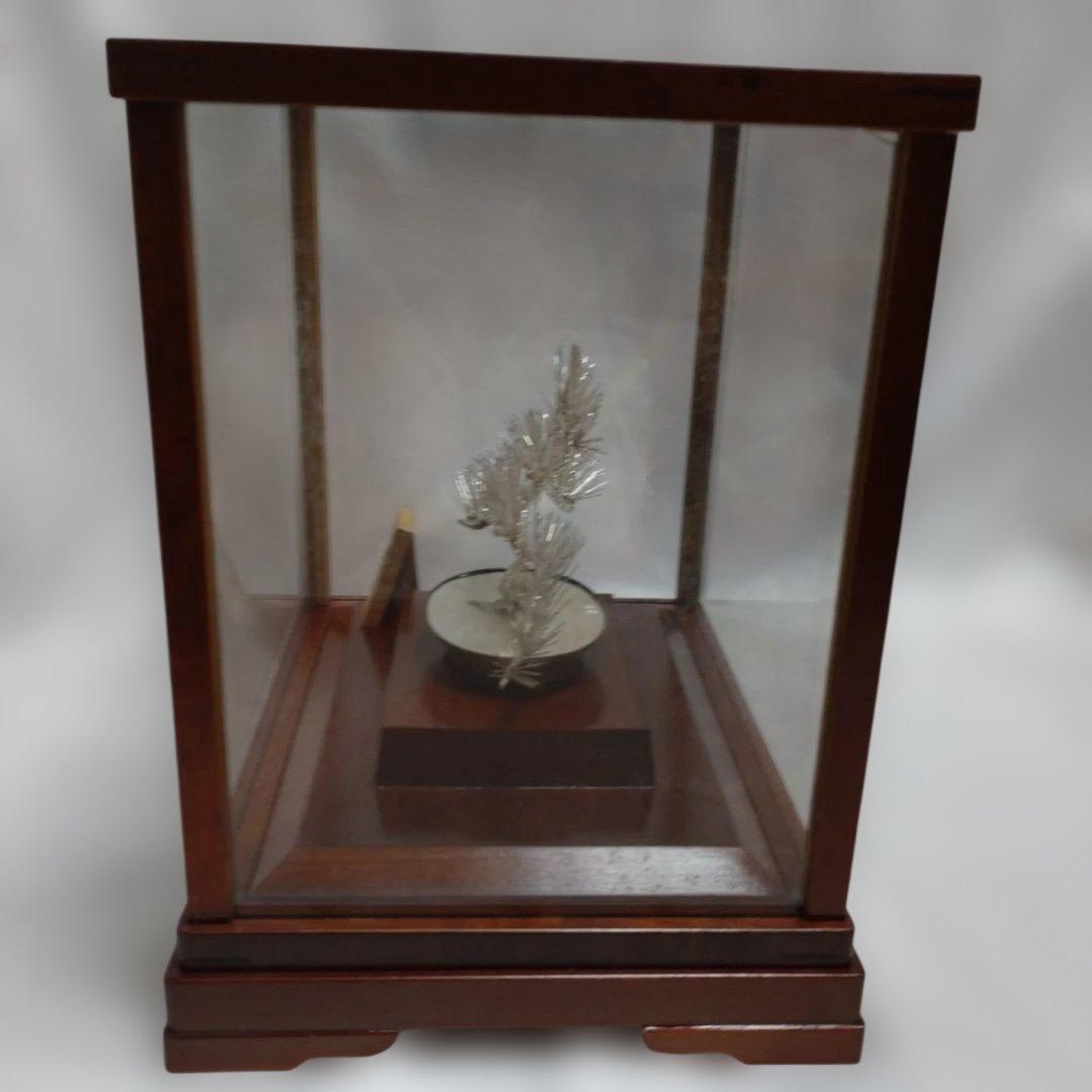 純銀製 光則作 盆栽 2号「松」ガラスケース・紙箱付き