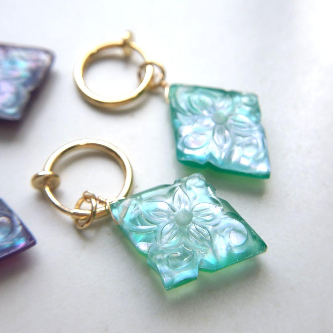 【みっちゃん様】フラワーカービング ピアス