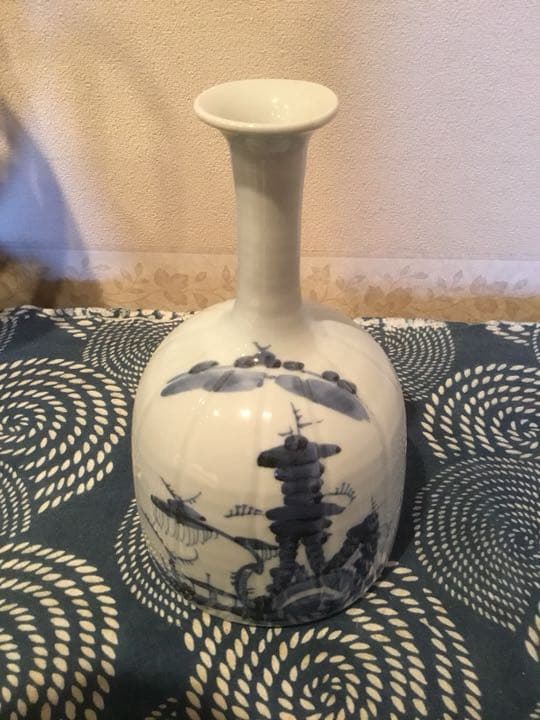 染付    風景の図     花器     江戸時代作