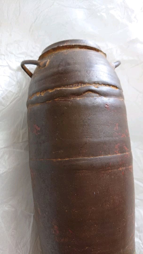 二代 須賀松園 氏作 蠟型 鋳造 素文 花生 共箱入り