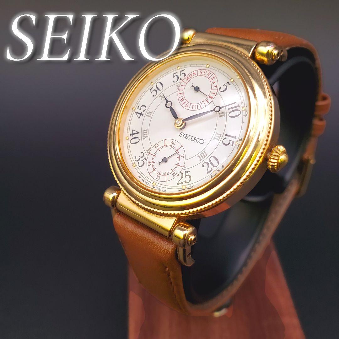 美品 希少 新品電池 稼働品 セイコー ヴィンテージ ゴールド スモセコ 曜日