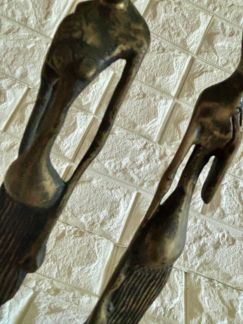 アフリカ部族金属彫刻像／アンティーク品　真鍮オブジェ