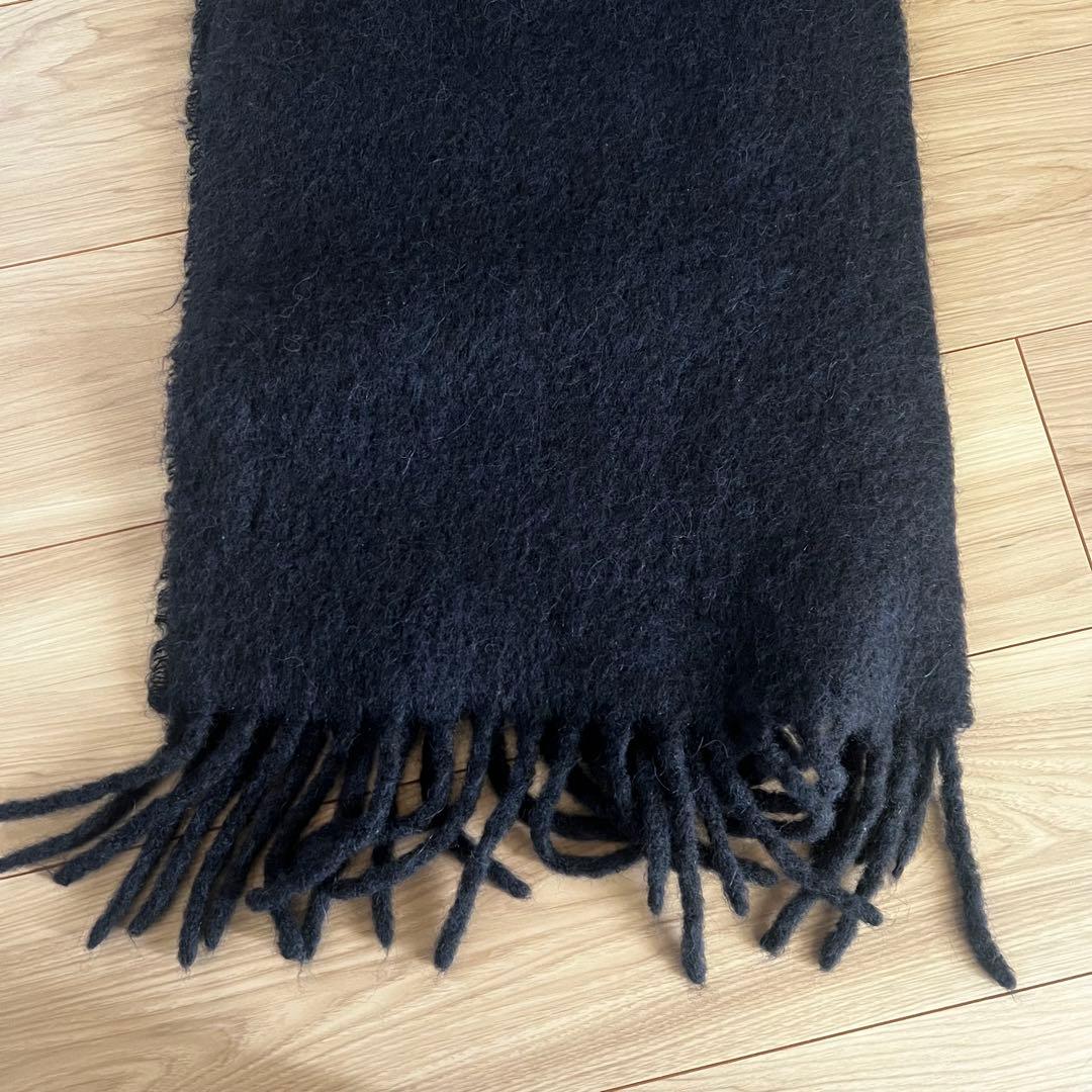 美品　MARNI マルニ ラベルロゴ アルパカ マフラー ネイビー　ブルー