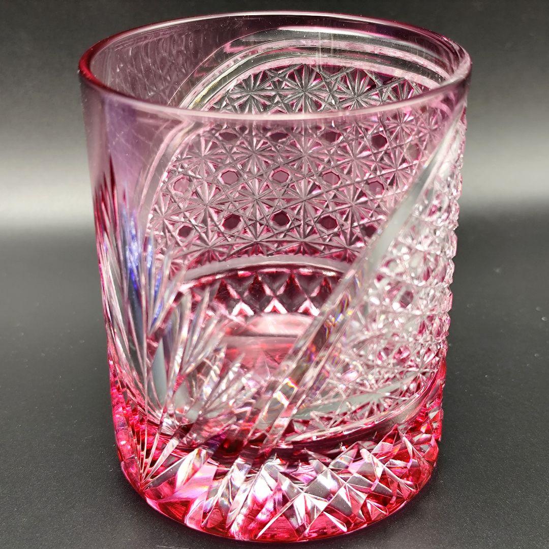 超希少品☆江戸切子 木村泰典 ロックグラス 金赤（切子 江戸切子 薩摩切子）