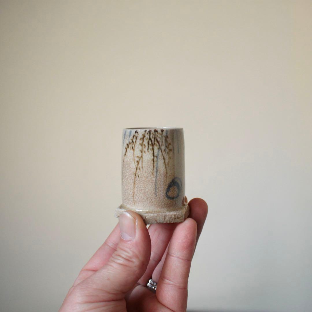 銹絵 染付 筒盃 巾筒 杓立 線香立 古道具 京焼 清水焼 古道具