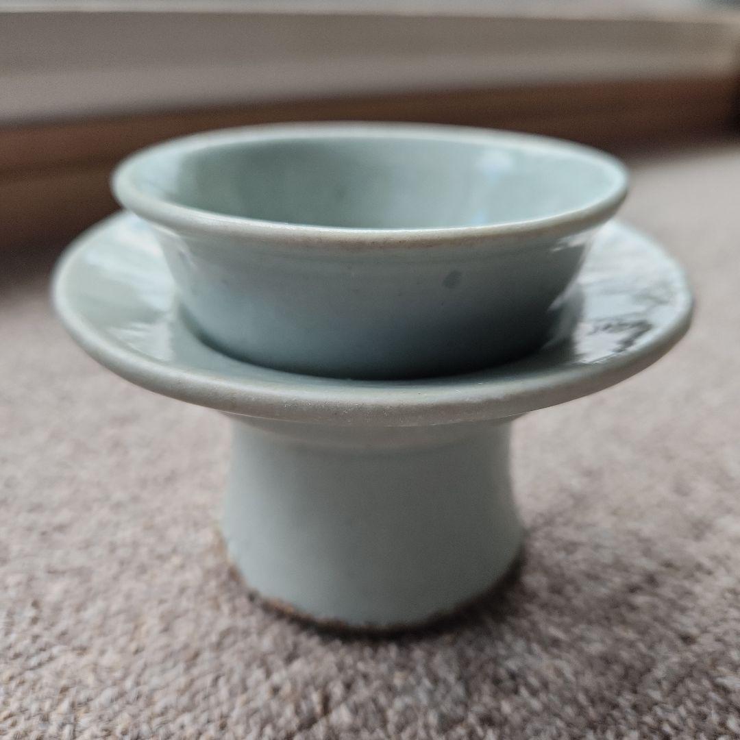 韓国李朝後期白磁椀と台