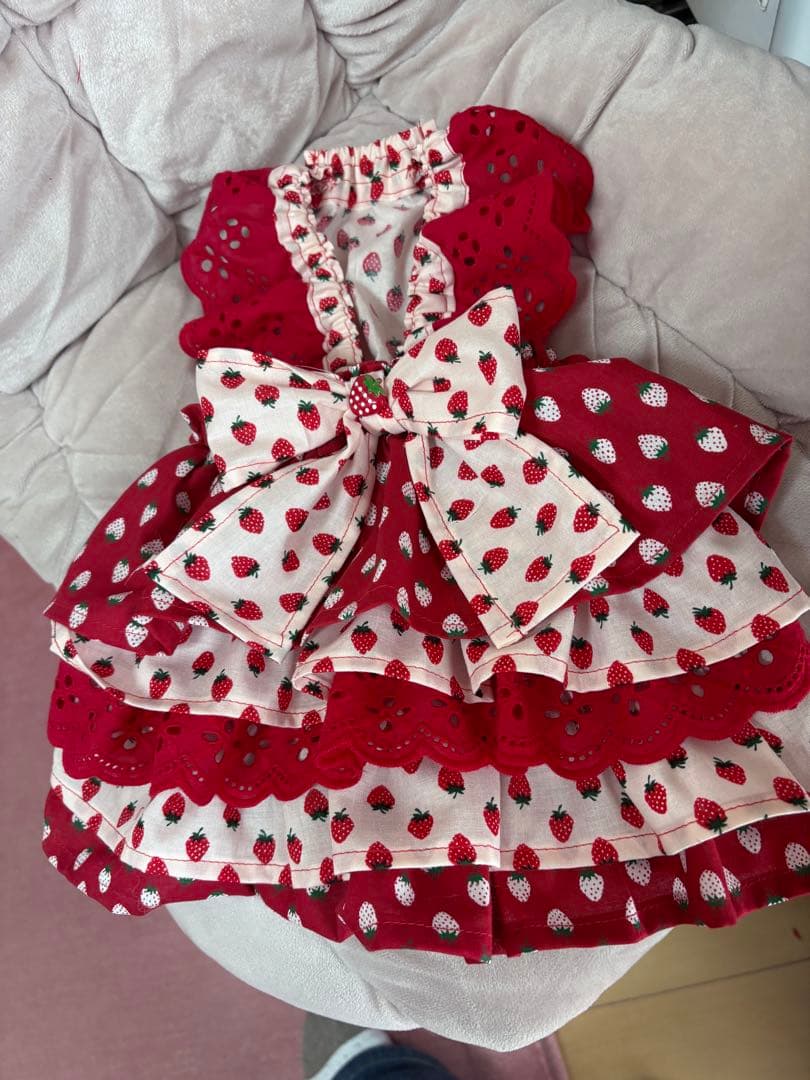 まゆまゆさちこいちごちゃん犬服ハンドメイドワンピース