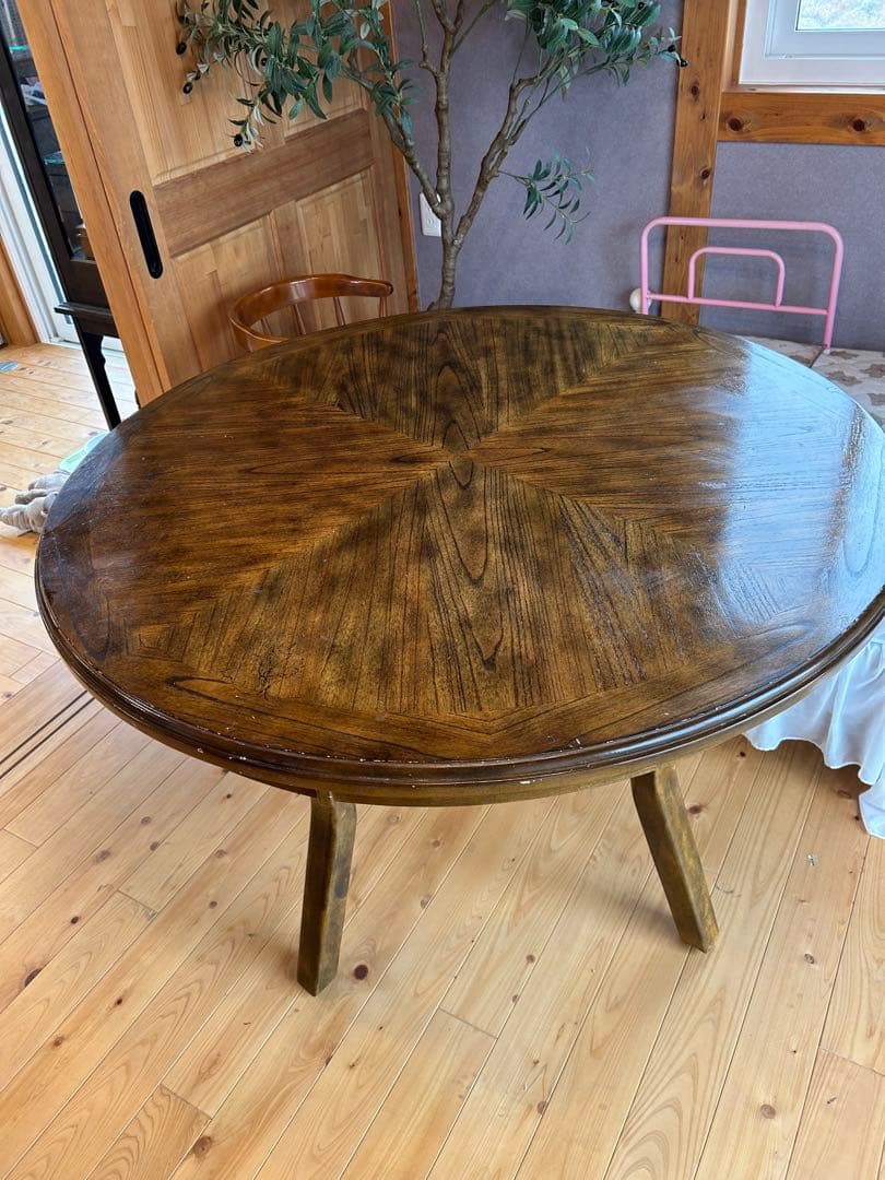 店舗　アメリカ製　アンティーク　円形ダイニングテーブル　引き取り専用