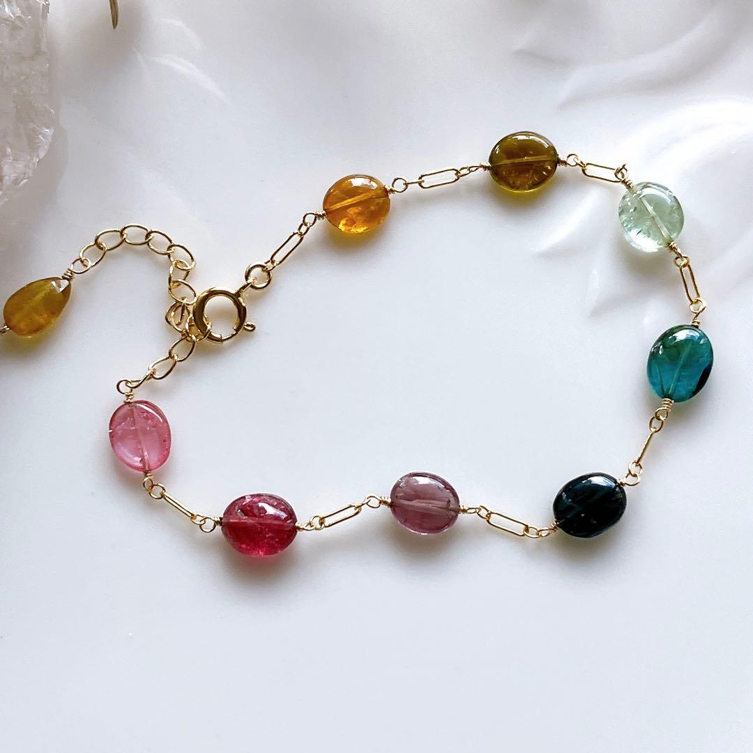 Kaya◆マルチカラートルマリンブレスレット✧14kgf