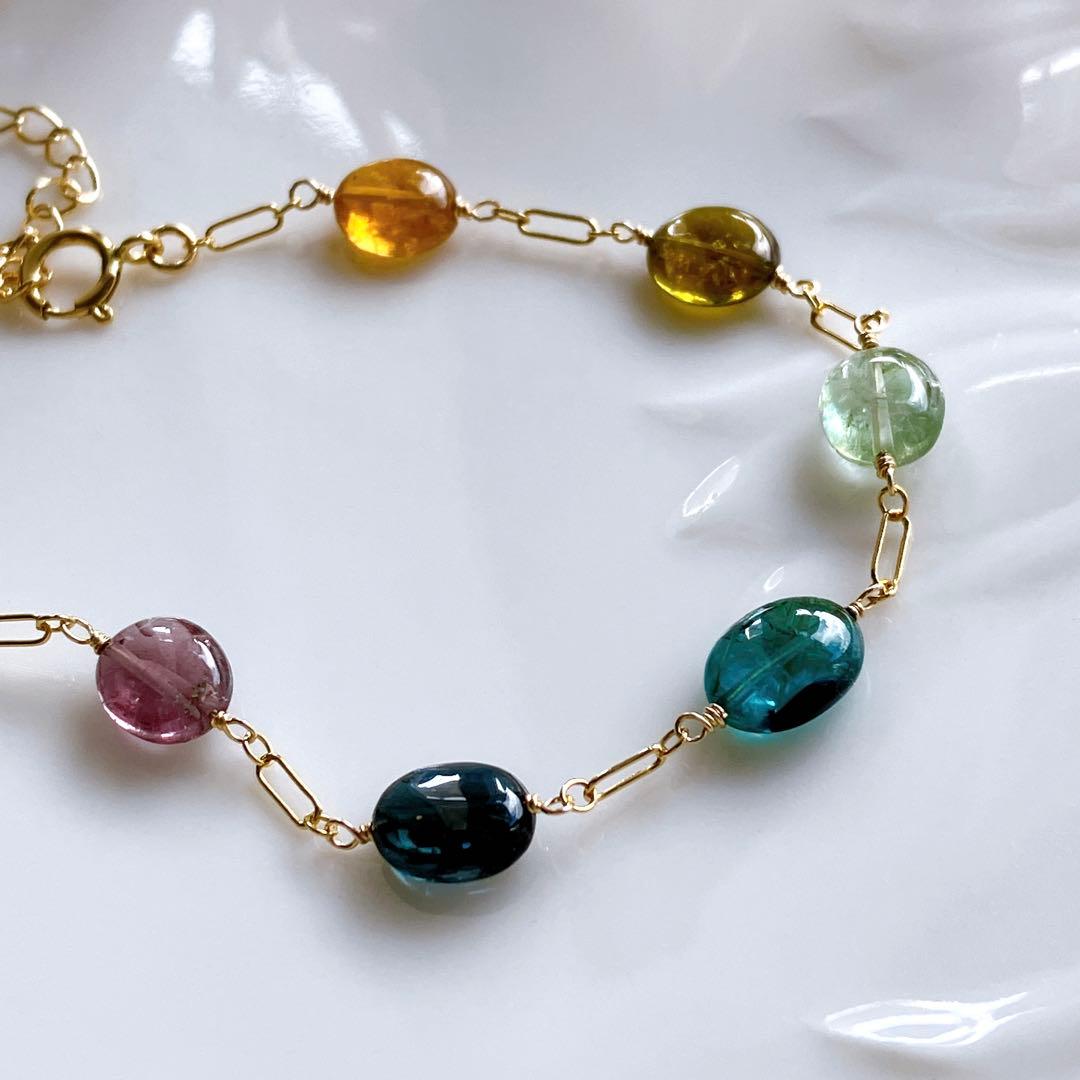 Kaya◆マルチカラートルマリンブレスレット✧14kgf