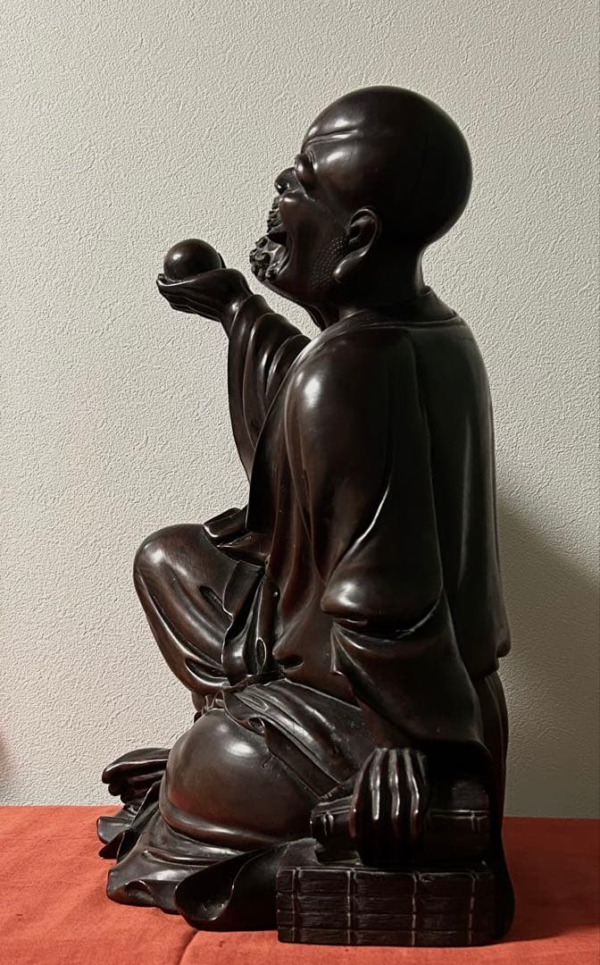 中国 時代 銘木紫檀 羅漢坐像 阿羅漢 座像 10kg 高さ43.5cm