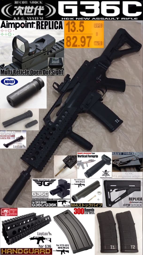 東京マルイ 次世代電動ガン HK G36C カスタム 外装改 付属品多数
