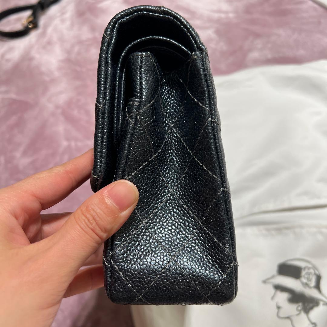 CHANEL マトラッセ キャビアスキン チェーンショルダーバッグ ダークグレー